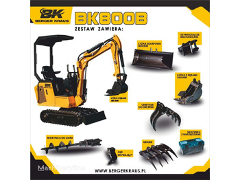 Berger Kraus Mini Excavator BK800B with FULL equipment - Minigravemaskine