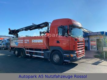 Lastbil med lad, Lastbil med kran Scania R480 Pritsche  Baustoff Kran Fassi-Kran: billede 1