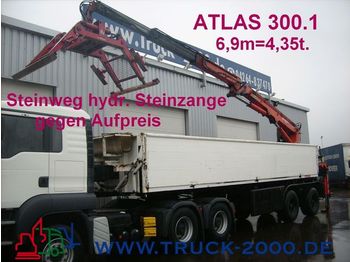 LANGENDORF Stein/Baustoff+Heck Kran ATLAS 300.1 Bj.1999 - Åben sættevogn