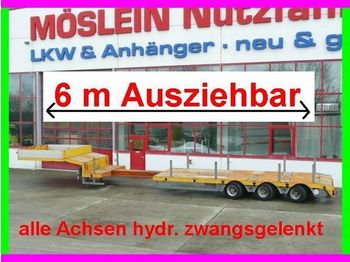 Möslein 3 Achs Tieflader, ausziehbar 6 m, alle achsen hydr. gelenkt - Nedbygget platform sættevogn